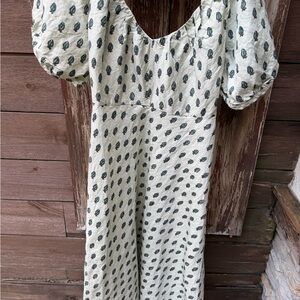 Banana Republic Green and Black Patterned Dress